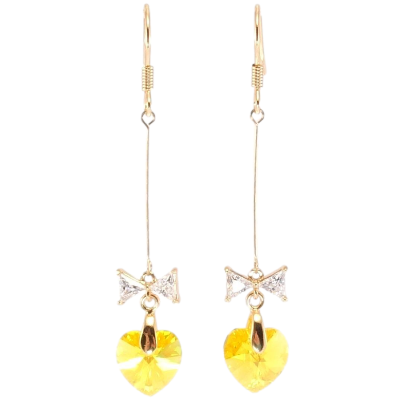 Серьги Xuping цвет 18K с кристаллами Swarovski французский замок Кристальное сердце Citrine с фото №5