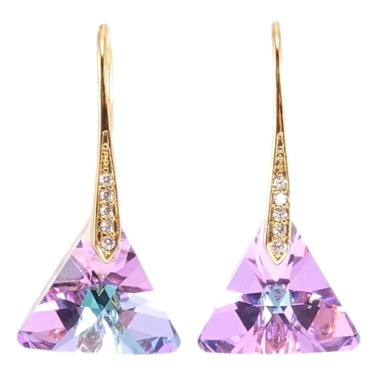 Серьги Xuping цвет 18K с кристаллами Swarovski французский замок Кристальные треугольники Paradise Shine фото №3