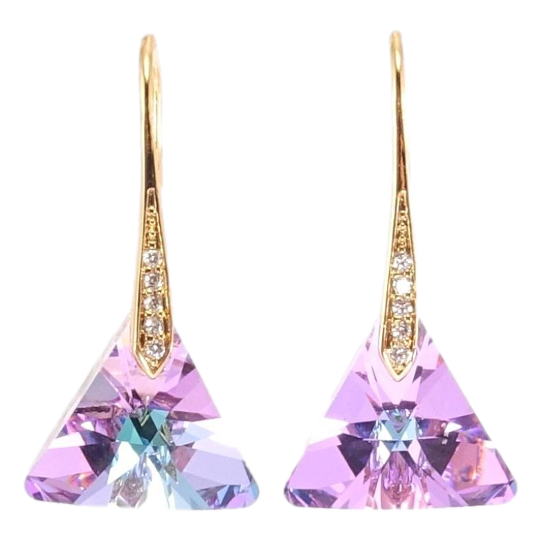 Серьги Xuping цвет 18K с кристаллами Swarovski французский замок Кристальные треугольники Paradise Shine фото №1