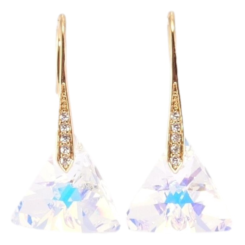 Серьги Xuping цвет 18K с кристаллами Swarovski французский замок Кристальные треугольники Shimmer фото №1