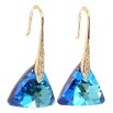 Серьги Xuping цвет 18K с кристаллами Swarovski французский замок Кристальные треугольники Capri Blue фото №2