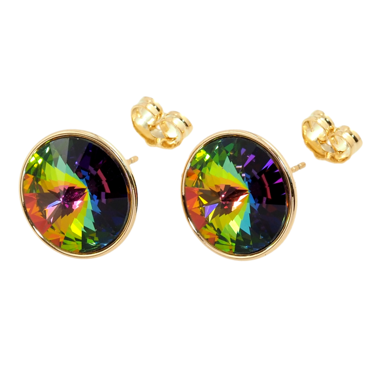 Сережки Xuping колір 18K з кристалами Swarovski пусети Кристали Vitrail Medium ø 16мм фото №18