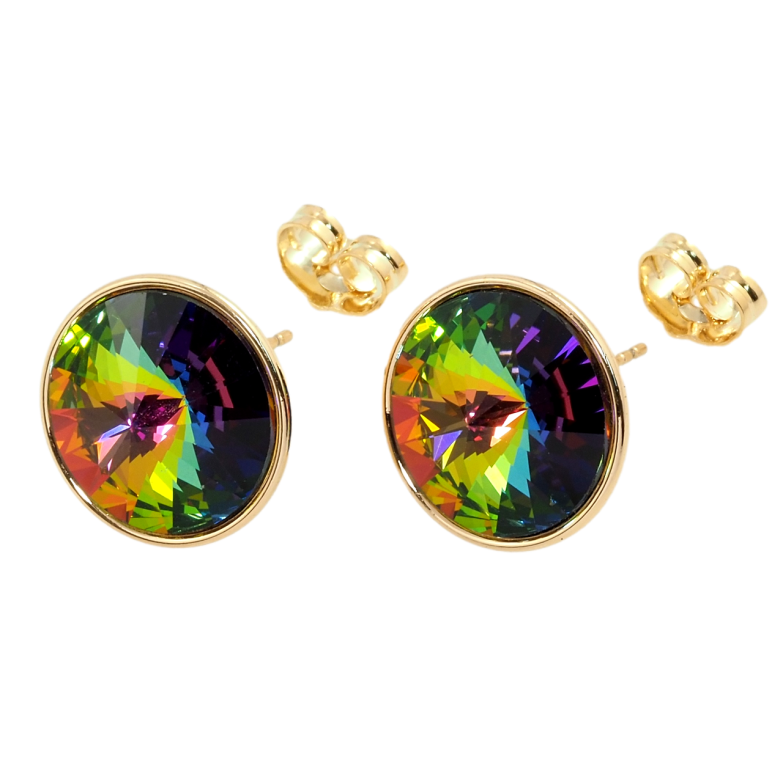 Серьги Xuping цвет 18K с кристаллами Swarovski пусеты Кристаллы Vitrail Medium ø 16мм фото №1