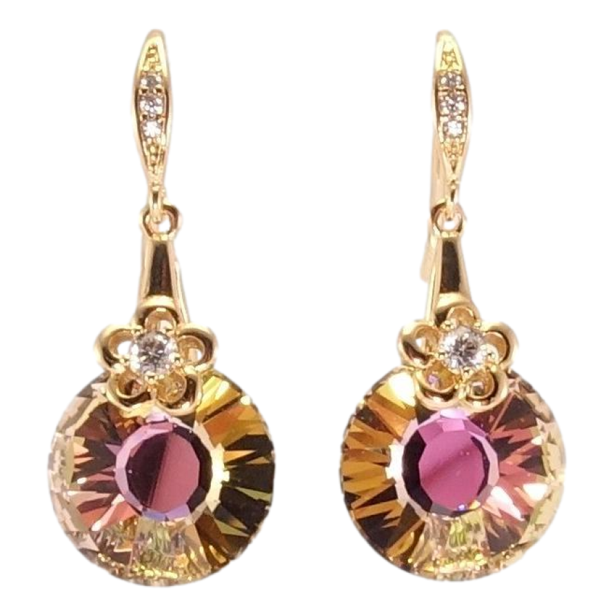 Серьги Xuping цвет 18K с кристаллами Swarovski французский замок Кристаллы Vitrail Light с цветочками фото №1