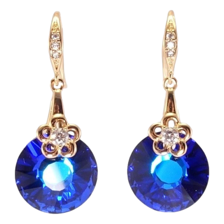 Серьги Xuping цвет 18K с кристаллами Swarovski французский замок Кристаллы Bermuda Blue с цветочками фото №2 Серьги Xuping цвет 18K с кристаллами Swarovski французский замок Кристаллы Bermuda Blue с цветочками фото №2