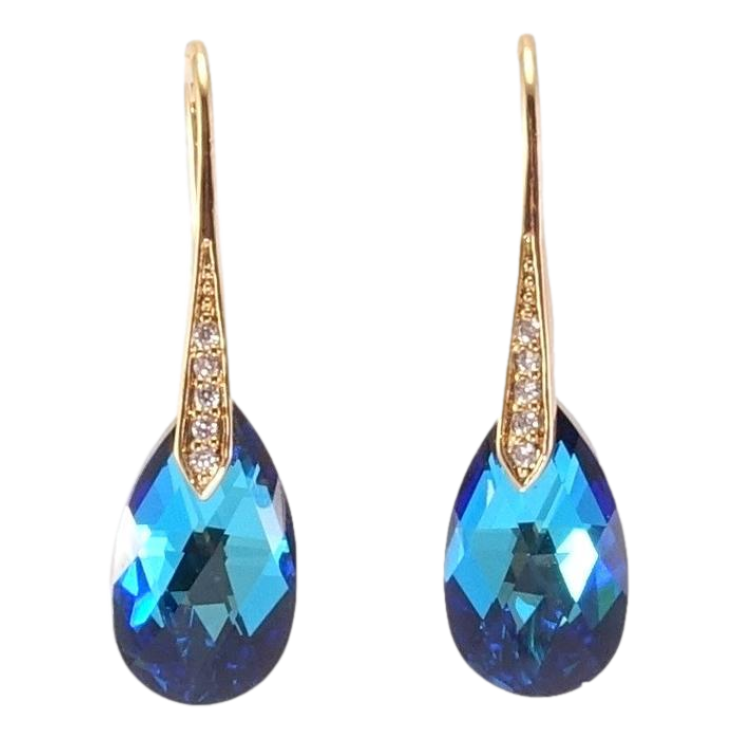 Сережки Xuping колір 18K з кристалами Swarovski французький замок Кристали Capri Blue фото №23