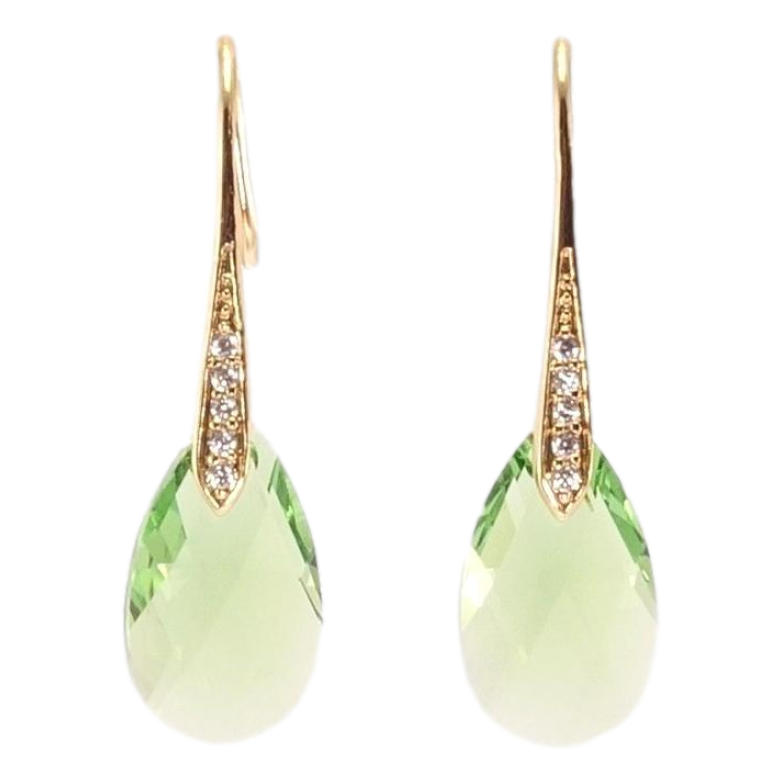 Серьги Xuping цвет 18K с кристаллами Swarovski французский замок Кристаллы Peridot фото №2