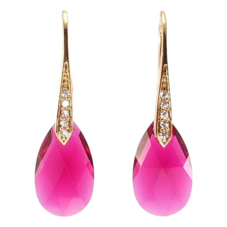 Серьги Xuping цвет 18K с кристаллами Swarovski французский замок Кристаллы Fuchsia фото №1