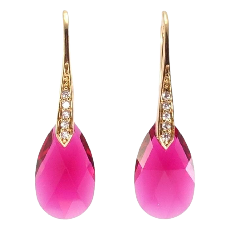 Серьги Xuping цвет 18K с кристаллами Swarovski французский замок Кристаллы Fuchsia фото №1