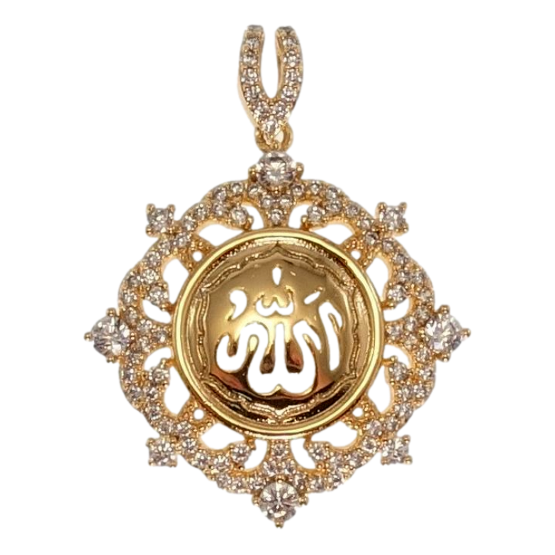 Кулон Xuping Позолота 18K Витончена підвіска з цирконієм та написом Аллах фото №2 Кулон Xuping Позолота 18K Витончена підвіска з цирконієм та написом Аллах фото №2