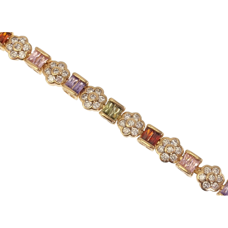 Браслет Xuping Позолота 18K Квіточки з кольоровими кристалами довжина 19см х 5-7мм фото №17 Браслет Xuping Позолота 18K Квіточки з кольоровими кристалами довжина 19см х 5-7мм фото №17