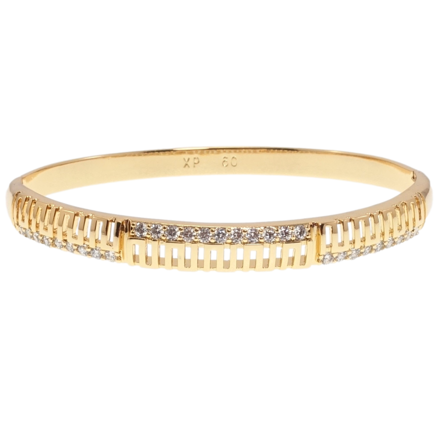 Браслет Xuping Позолота 18K Резной орнамент с дорожками циркония ø 6см фото №1