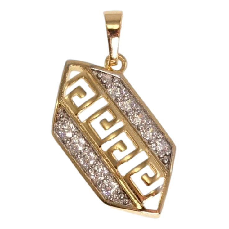 Кулон Xuping Позолота + Родій Фігурна підвіска з меандровим візерунком та доріжками цирконію фото №3 Кулон Xuping Позолота + Родій Фігурна підвіска з меандровим візерунком та доріжками цирконію фото №3