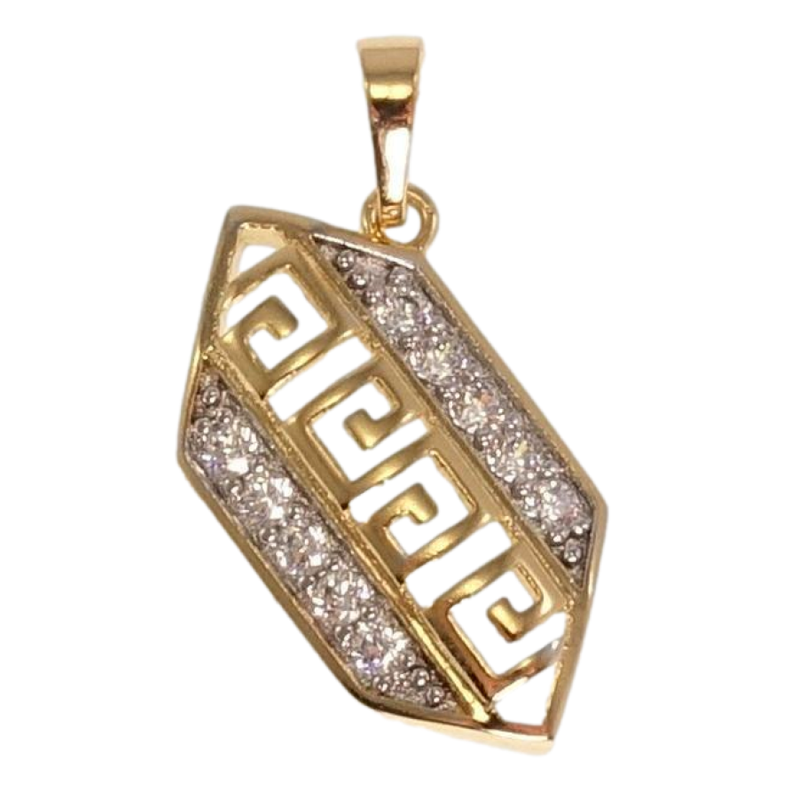 Кулон Xuping Позолота + Родій Фігурна підвіска з меандровим візерунком та доріжками цирконію фото №1