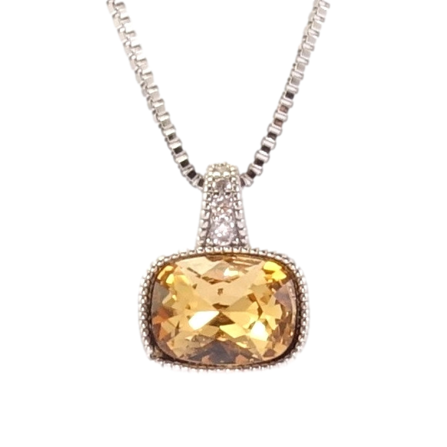 Кулон Xuping колір Родій з кр-ми Swarovski на ланцюжку Кристал Topaz дл. 45,5-51см х 1мм фото №1