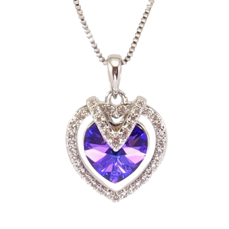 Кулон Xuping колір Родій з кр-ми Swarovski на ланцюжку Витончене серце з кристалом Majestic Blue дл. 39-44см х 1мм фото №16