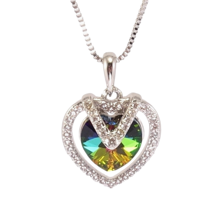 Кулон Xuping колір Родій з кр-ми Swarovski на ланцюжку Витончене серце з кристалом Vitrail Medium дл. 40-45см х 1мм фото №15