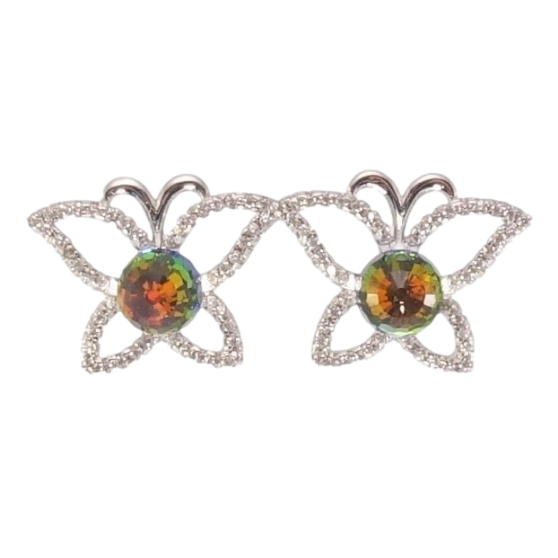 Серьги Xuping цвет Родий с кристаллами Swarovski пусеты Бабочки с кристаллами Vitrail Medium фото №1