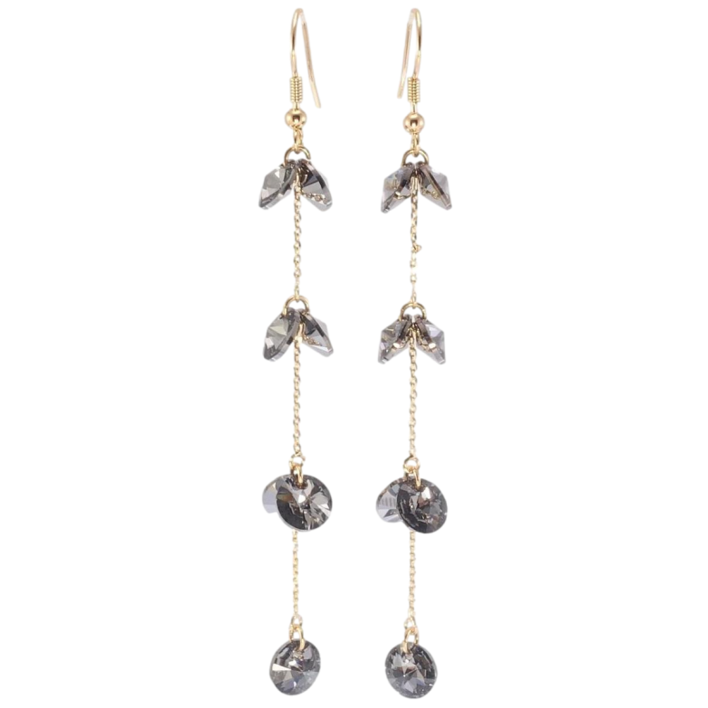 Серьги Xuping цвет 18K с кристаллами Swarovski французский замок Кристаллы Silver Night на цепочках фото №2