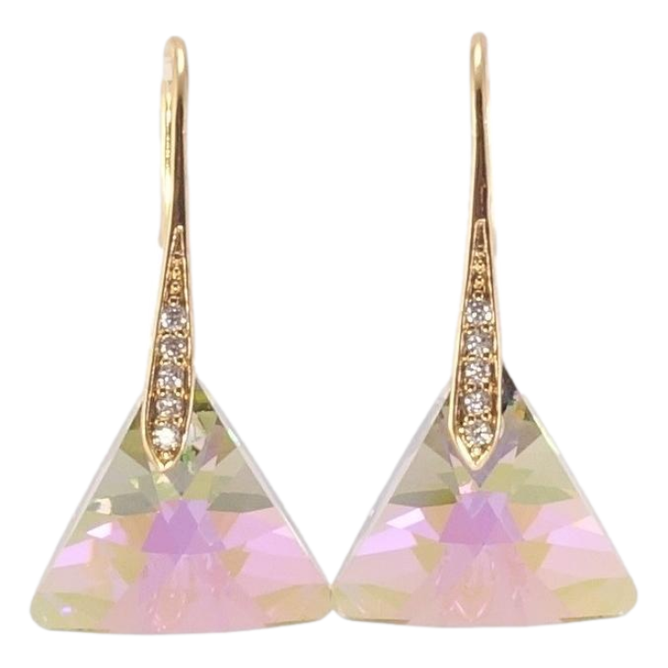 Серьги Xuping цвет 18K с кристаллами Swarovski французский замок Кристальные треугольники Vitrail Light фото №6