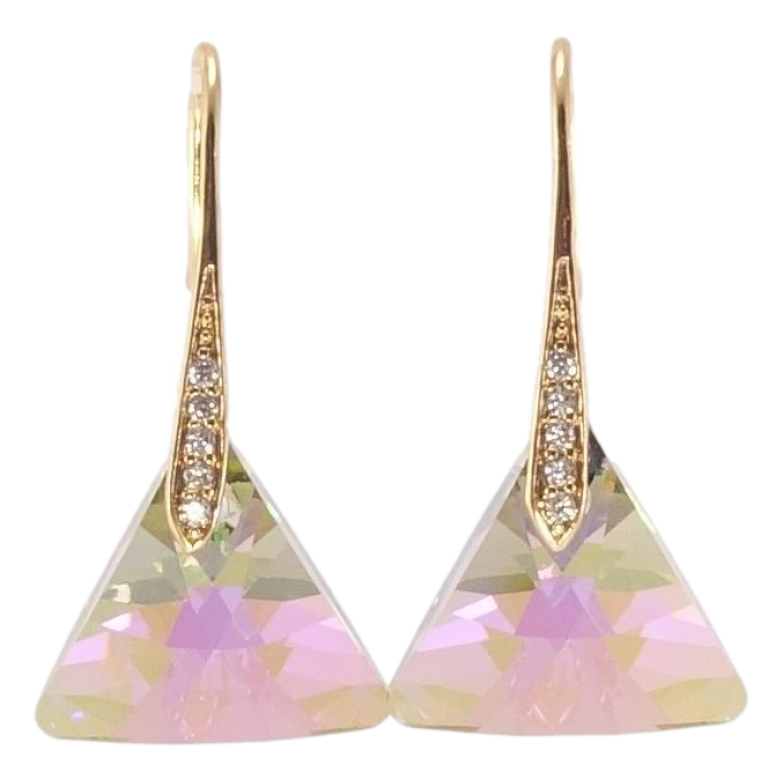 Серьги Xuping цвет 18K с кристаллами Swarovski французский замок Кристальные треугольники Vitrail Light фото №1