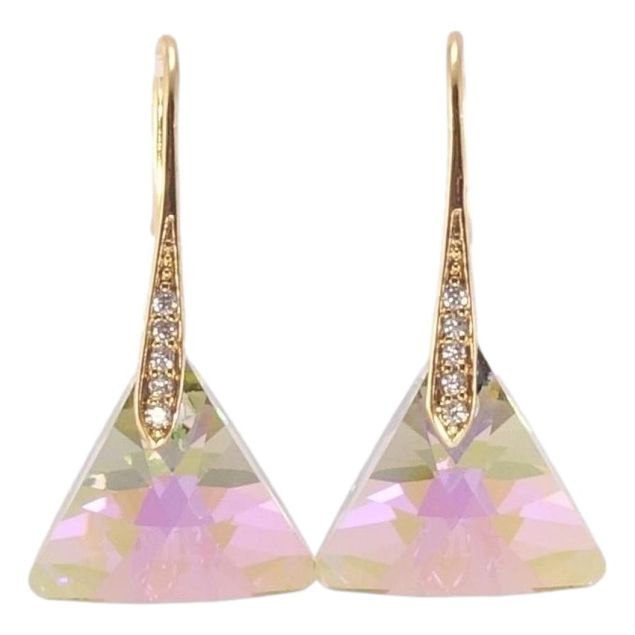 Серьги Xuping цвет 18K с кристаллами Swarovski французский замок Кристальные треугольники Vitrail Light фото №1