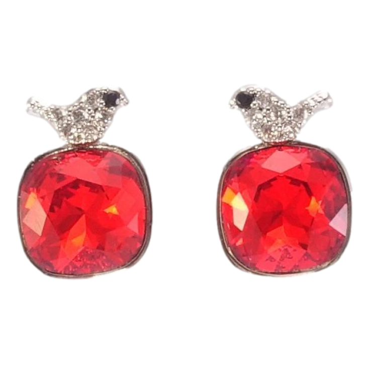 Сережки Xuping колір Родій з кристалами Swarovski пусети Кристали Light Siam з пташками фото №11