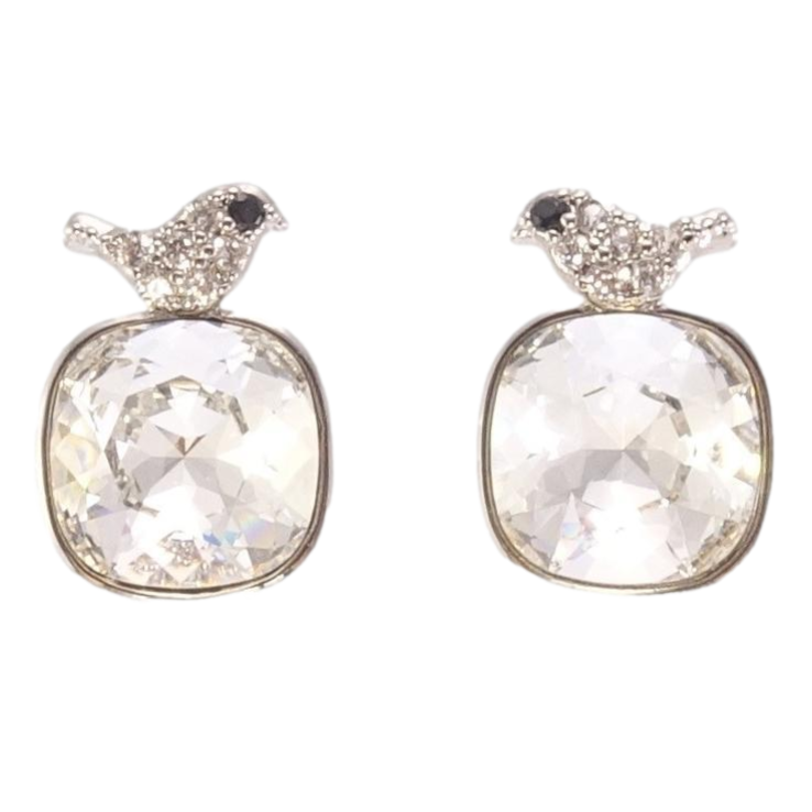 Сережки Xuping колір Родій з кристалами Swarovski пусети Кристали Clear з пташками фото №12 Сережки Xuping колір Родій з кристалами Swarovski пусети Кристали Clear з пташками фото №12
