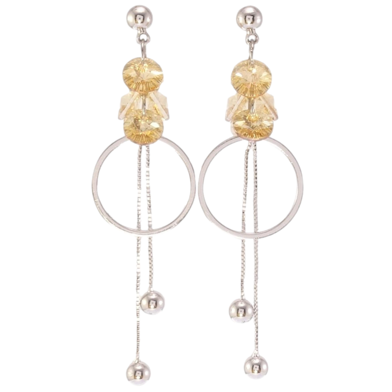 Сережки Xuping колір Родій з кристалами Swarovski пусети Декоративні підвіски з кристалами Topaz фото №12