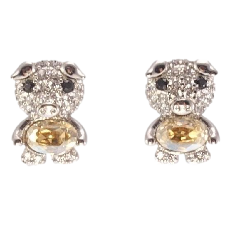 Серьги Xuping цвет Родий с кристаллами Swarovski пусеты Хрюшки с кристаллами Topaz фото №13