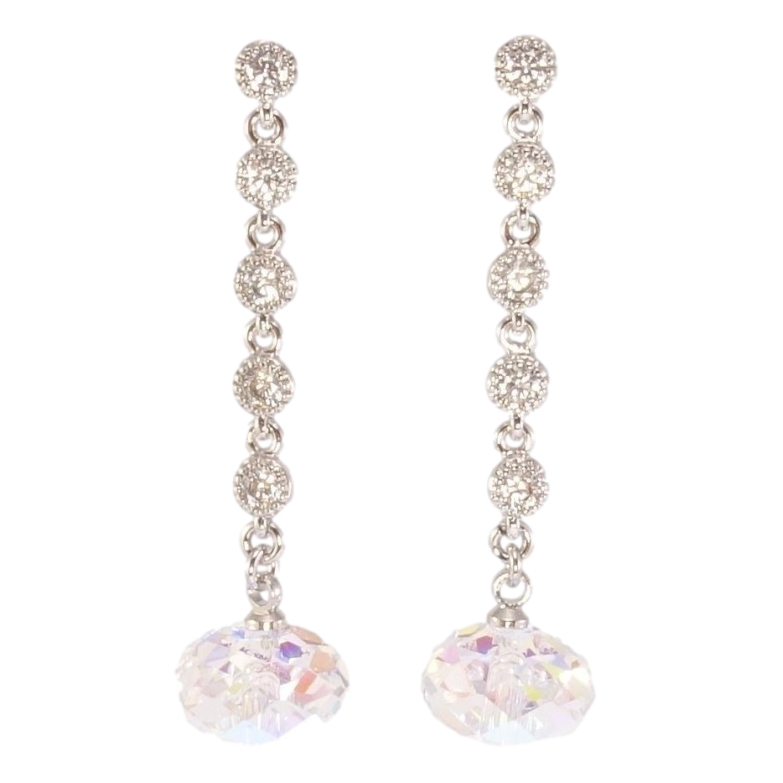 Серьги Xuping цвет Родий с кристаллами Swarovski пусеты Подвески с кристаллом Shimmer фото №1