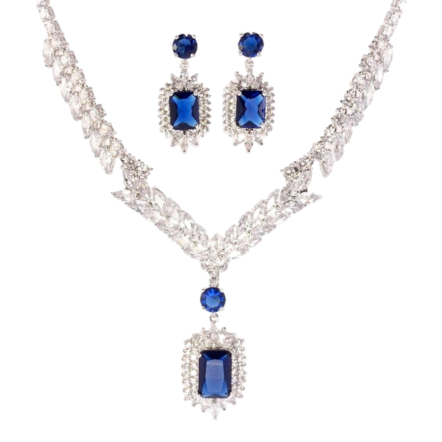 Набор Xuping Родий Серьги Колье Синий океан размер 43см х 3мм фото №1 Набор Xuping Родий Серьги Колье Синий океан размер 43см х 3мм фото №1