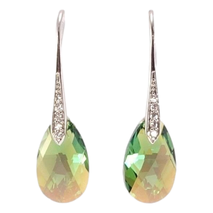 Сережки Xuping колір Родій з кристалами Swarovski французький замок Кристали Crystal Tabac фото №3