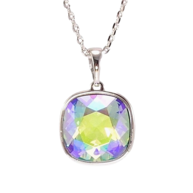 Кулон Xuping колір Родій з кр-ми Swarovski на ланцюжку Кристал Peridot Shimmer 14х14 мм довжина 39,5-44,5см х 1мм фото №10