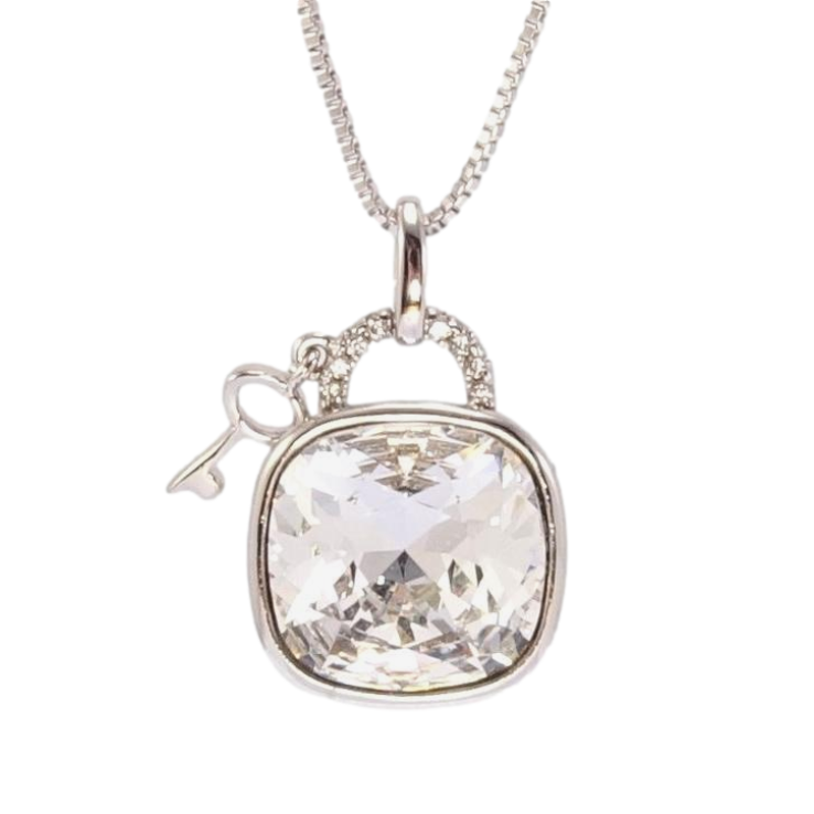 Кулон Xuping колір Родій з кр-ми Swarovski на ланцюжку Замок із ключиком, кристал Clear довжина 40,5-45,5см х 1мм фото №14