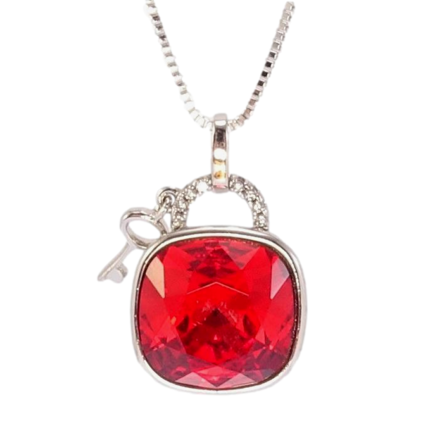 Кулон Xuping цвет Родий с кр-ми Swarovski на цепочке Замок с ключиком, кристалл Light Siam длина 41-46см х фото №1