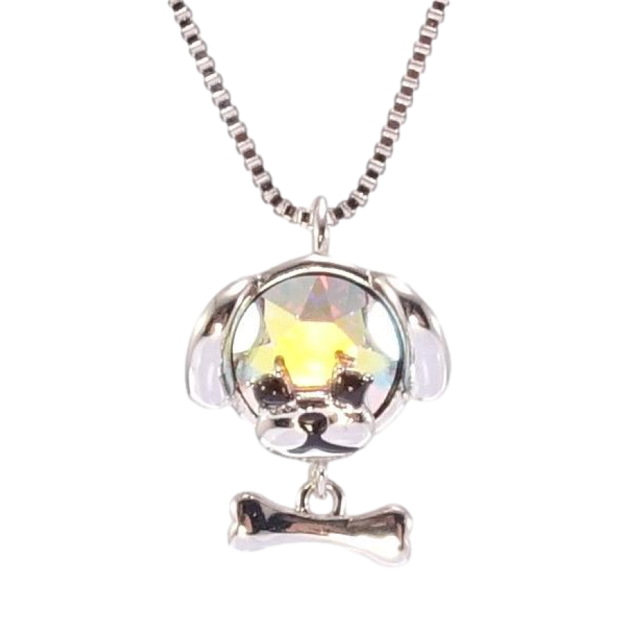 Кулон Xuping колір Родій з кр-ми Swarovski на ланцюжку Собачка кристал Shimmer довжина 39-44,5см х 1мм фото №1 Кулон Xuping колір Родій з кр-ми Swarovski на ланцюжку Собачка кристал Shimmer довжина 39-44,5см х 1мм фото №1