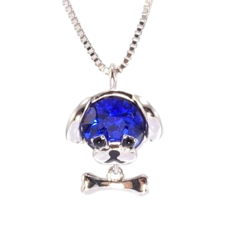 Кулон Xuping колір Родій з кр-ми Swarovski на ланцюжку Собачка кристал Capri Blue довжина 41-46см х 1мм фото №1