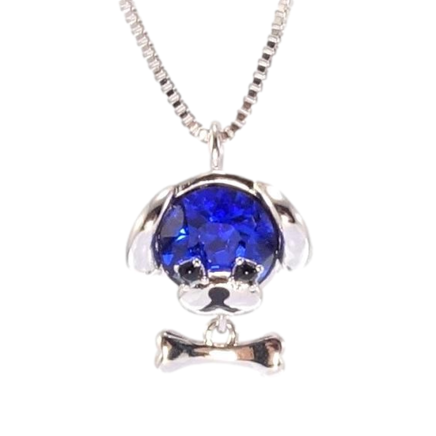 Кулон Xuping колір Родій з кр-ми Swarovski на ланцюжку Собачка кристал Capri Blue довжина 41-46см х 1мм фото №1