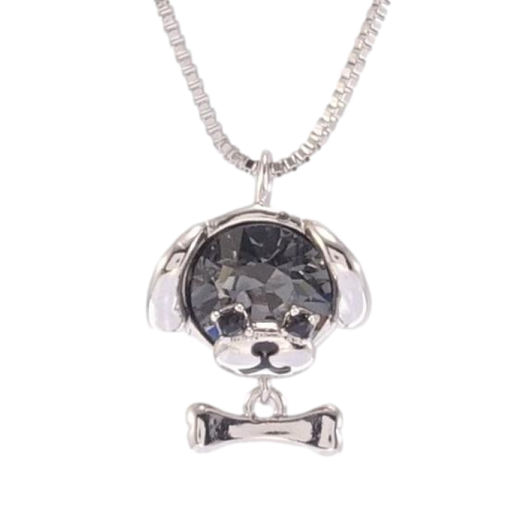 Кулон Xuping цвет Родий с кр-ми Swarovski на цепочке Собачка кристалл Graphite длина 39,5-44,5см х 1мм фото №19