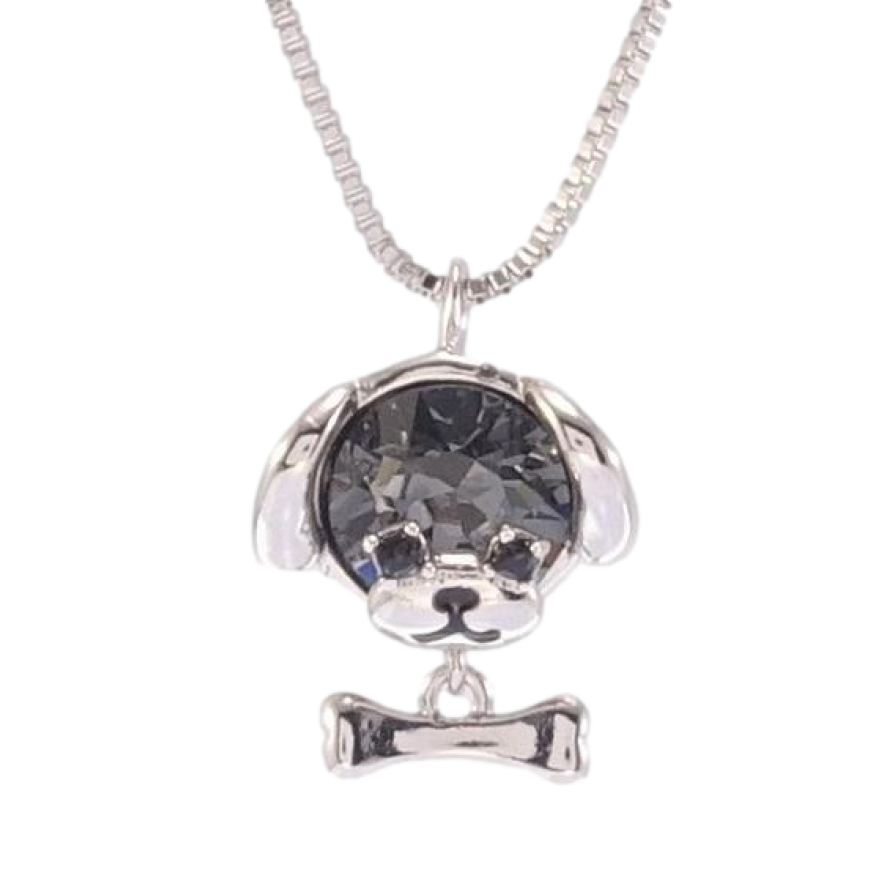 Кулон Xuping цвет Родий с кр-ми Swarovski на цепочке Собачка кристалл Graphite длина 39,5-44,5см х 1мм фото №1
