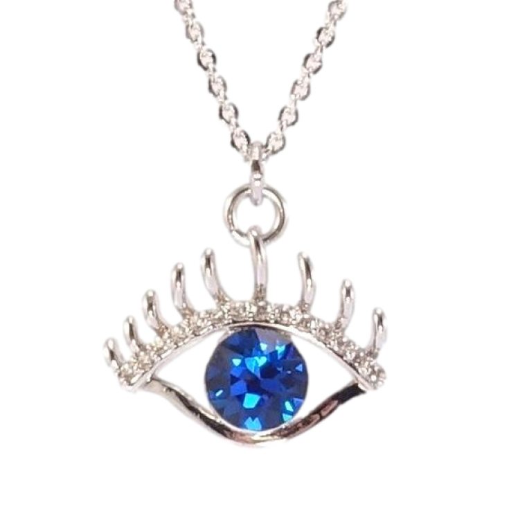 Кулон Xuping колір Родій з кр-ми Swarovski на ланцюжку Око з кристалом Capri Blue довжина 39-44см х 1мм фото №15