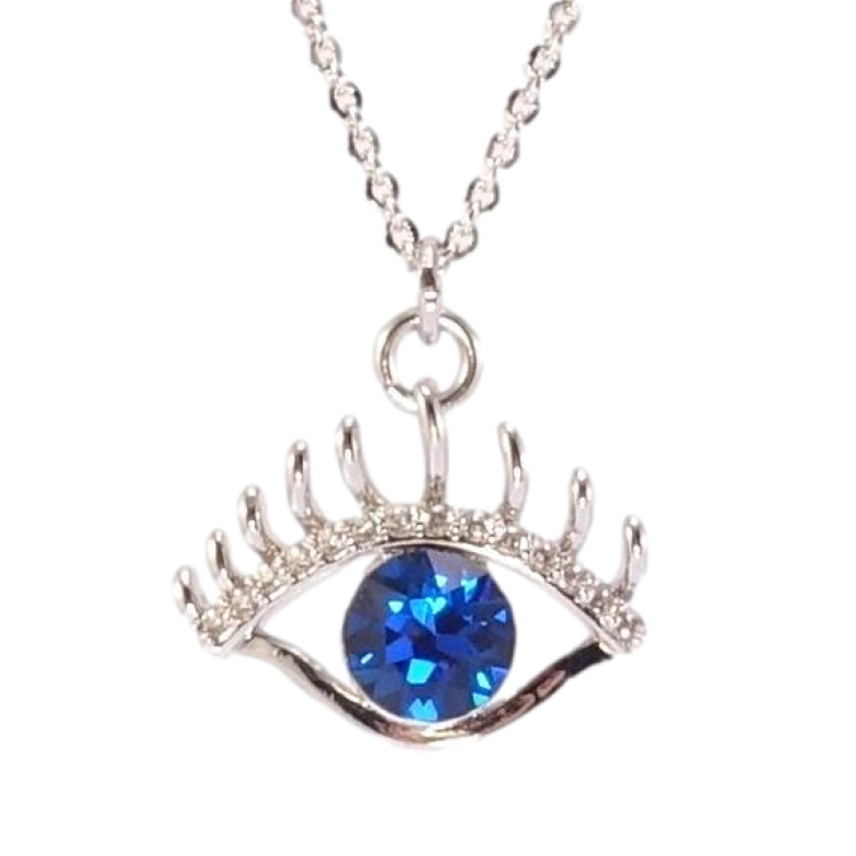 Кулон Xuping колір Родій з кр-ми Swarovski на ланцюжку Око з кристалом Capri Blue довжина 39-44см х 1мм фото №1