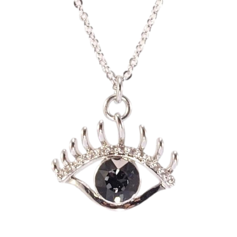 Кулон Xuping цвет Родий с кр-ми Swarovski на цепочке Глаз с кристаллом Jet длина 39-44см х 1мм фото №6