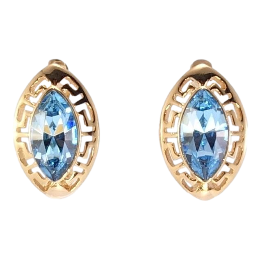 Сережки Xuping колір 18K з кристалами Swarovski англійський замок Грецькі мотиви з кристалом Aquamarine фото №1