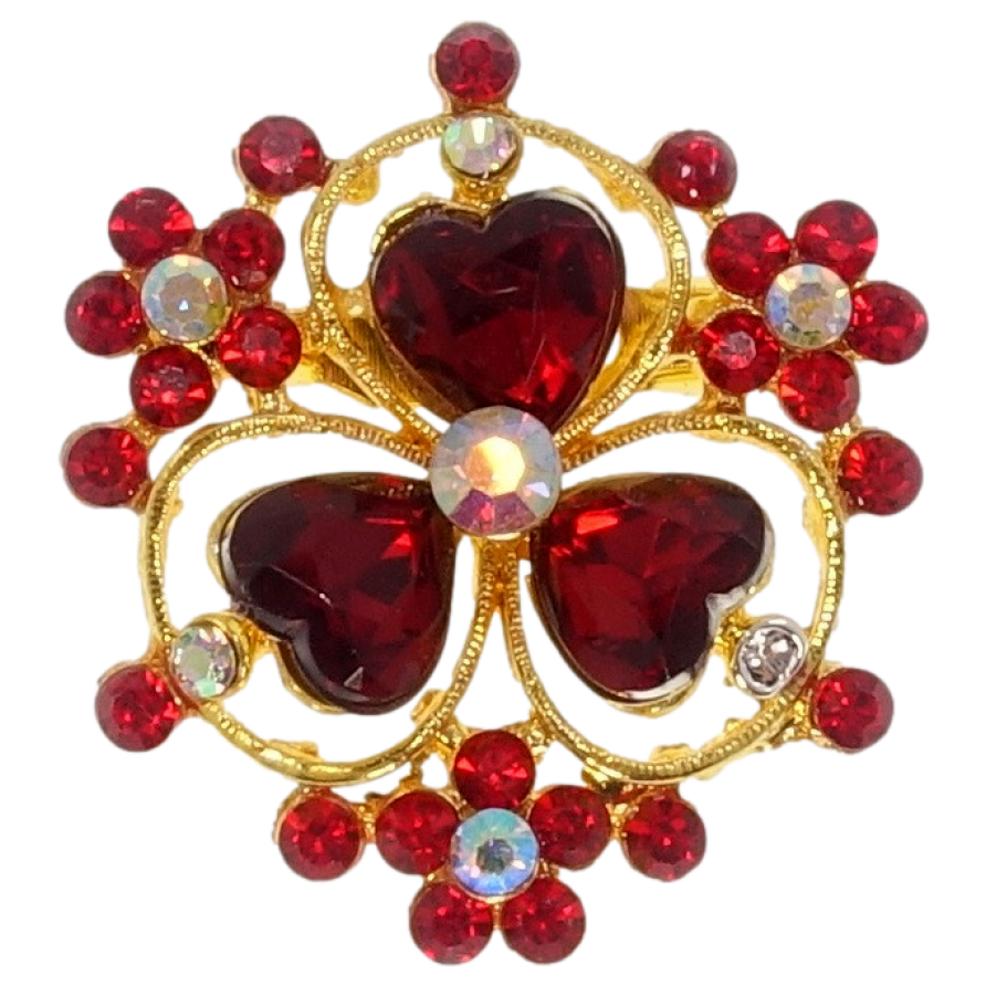 Брошка Квітка з червоними стразами фото №1 Брошка Квітка з червоними стразами фото №1