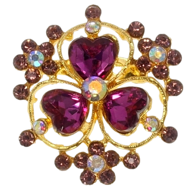 Брошка Квітка з бордовими стразами фото №18