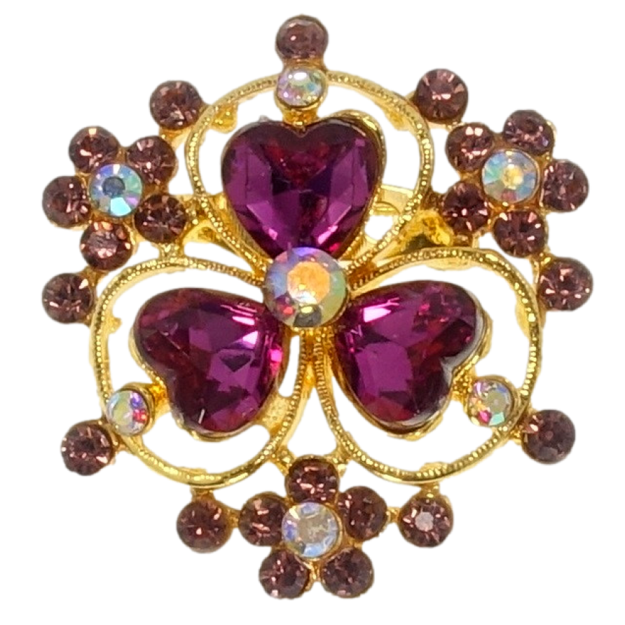Брошка Квітка з бордовими стразами фото №1 Брошка Квітка з бордовими стразами фото №1