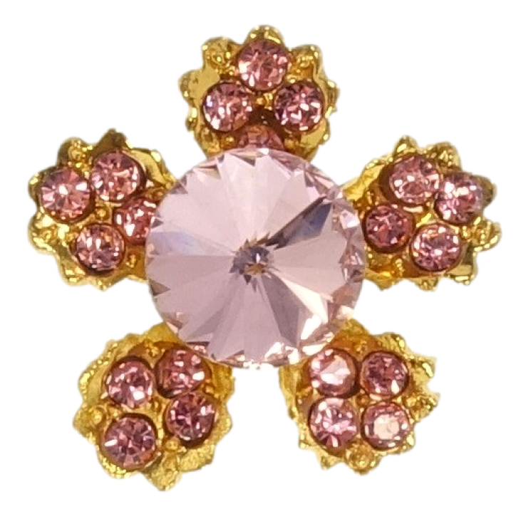 Брошка Квітка з рожевих страз фото №11