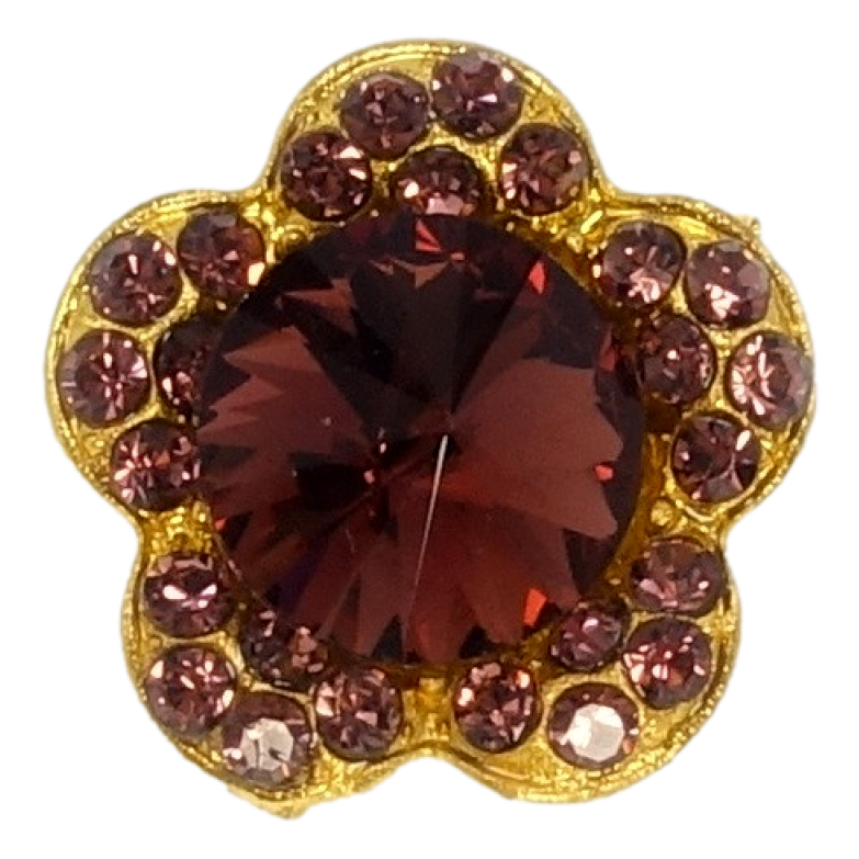 Брошка Квітка з бордовими стразами фото №1